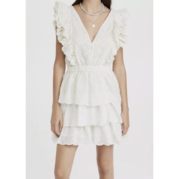 Anthropologie Dresses & Skirts - NWT Love The Label Ecru Ruffle Tiered Eyelet Mini Dress
